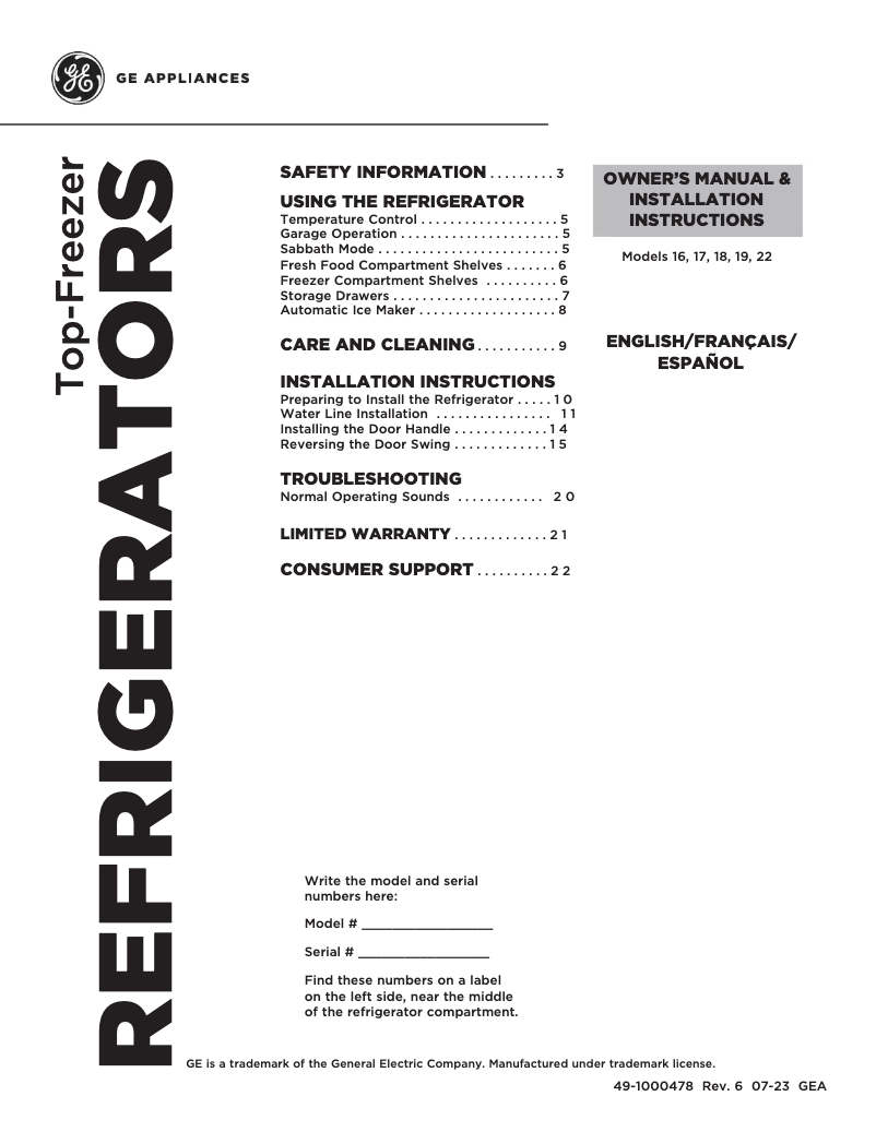 Page n°1 - Guide d'installation Hotpoint HPS16BTNRWW