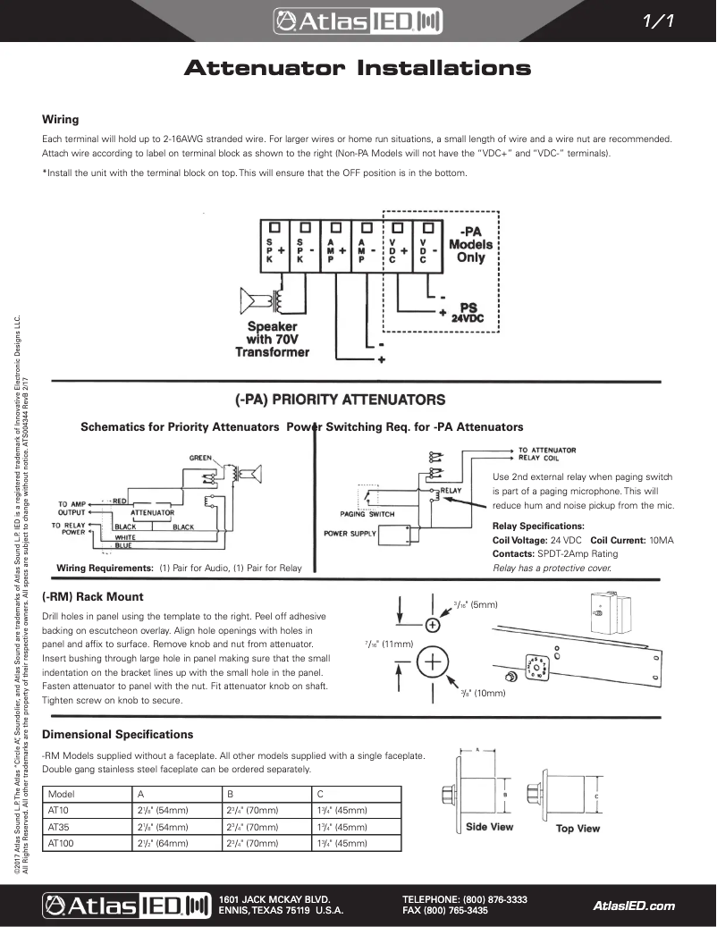 Page 1 de la notice Manuel utilisateur Atlas AT35-PA