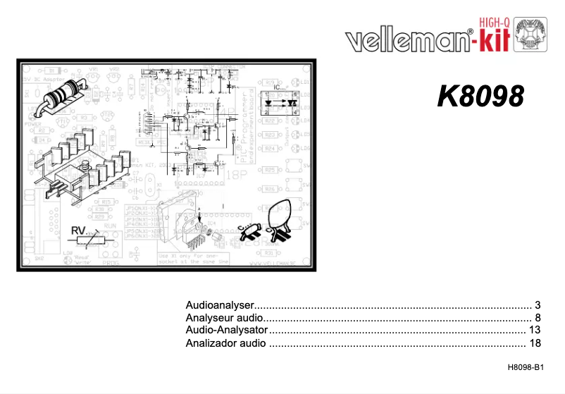 Page n°1 - Manuel utilisateur Velleman K8098