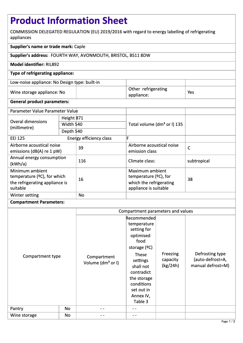 Image de la première page du manuel de l'appareil RIL892