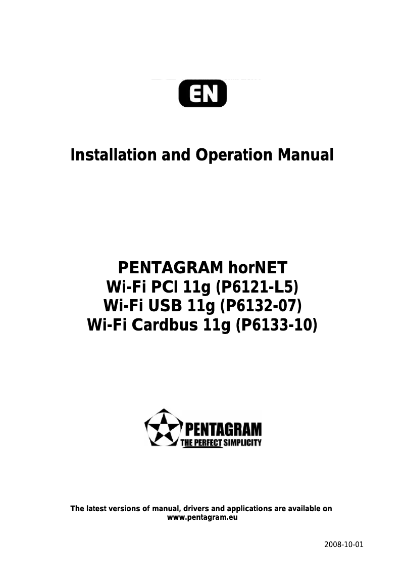Page n°1 - Manuel utilisateur Pentagram P 6132-07