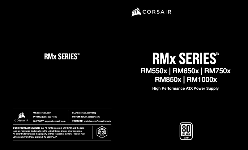 Page 1 de la notice Manuel utilisateur Corsair RM650