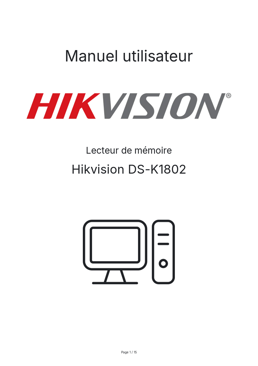 Image de la première page du manuel de l'appareil DS-K1802
