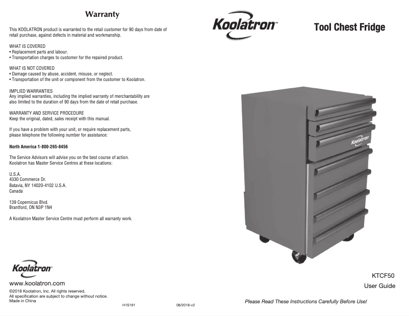 Page n°1 - Manuel utilisateur Koolatron KTCF50