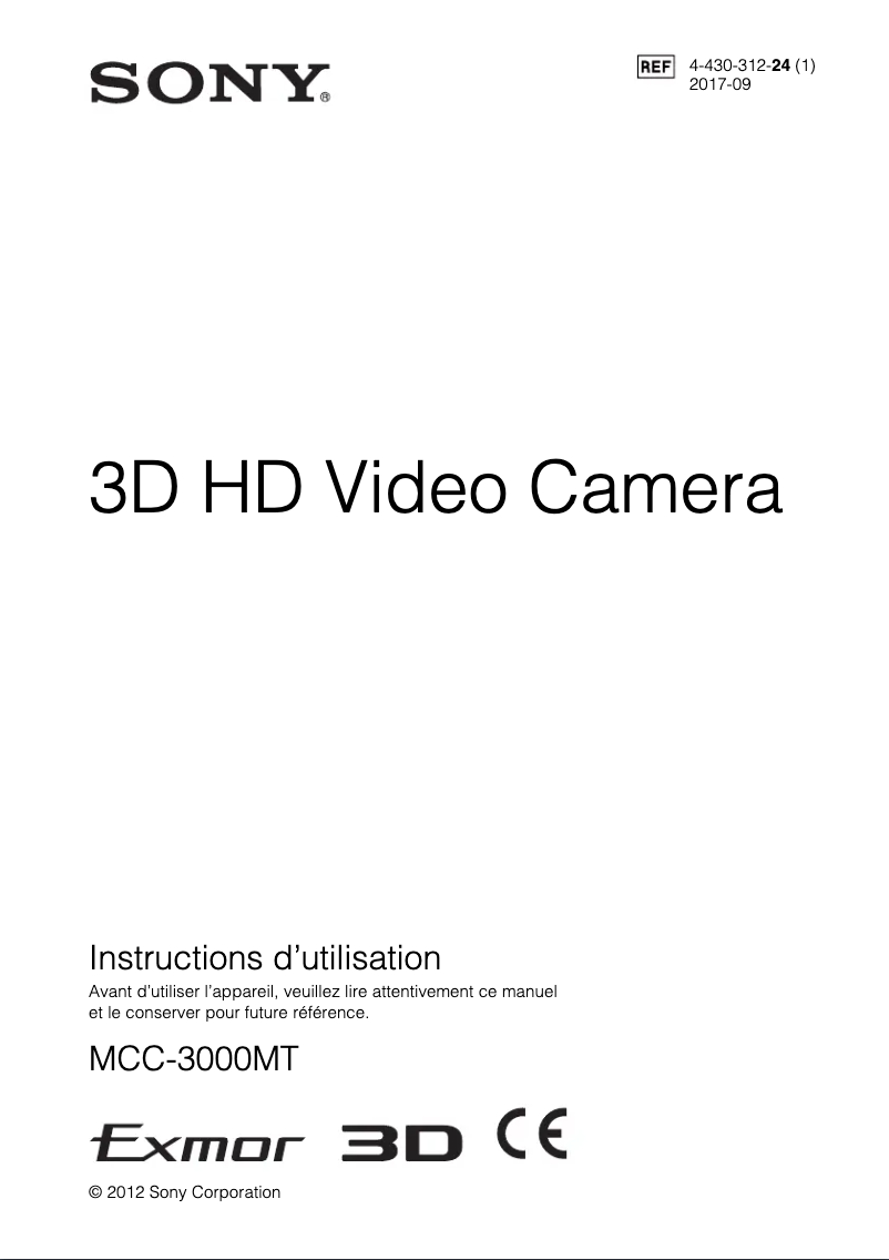 Page n°1 - Manuel utilisateur Sony MCC-3000MT