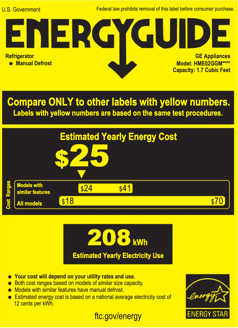 Page 1 de la notice Label énergétique Hotpoint HME02GGMBB