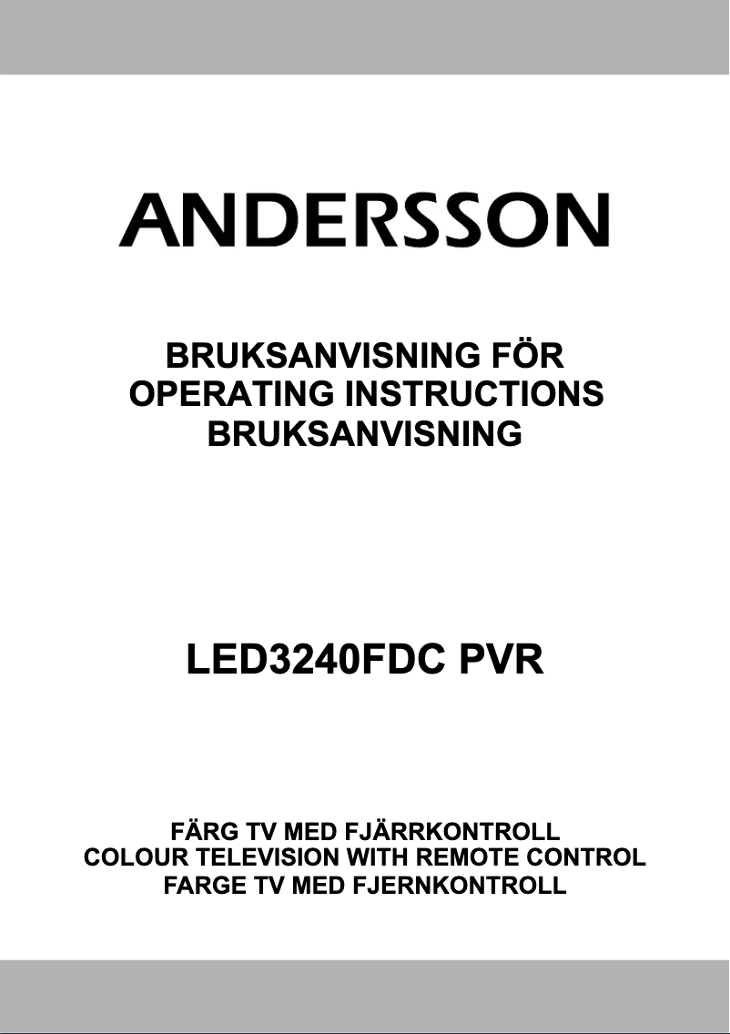 Page n°1 - Manuel utilisateur Andersson LED3240FDC PVR