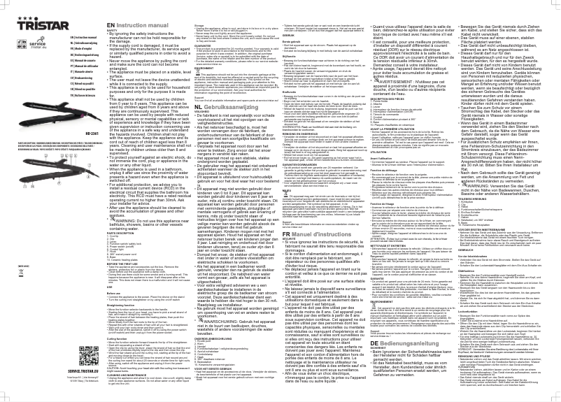 Page n°1 - Manuel utilisateur TriStar HD-2361