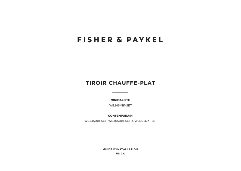 Page n°1 - Guide d'installation Fisher & Paykel WB30SDB1-SET