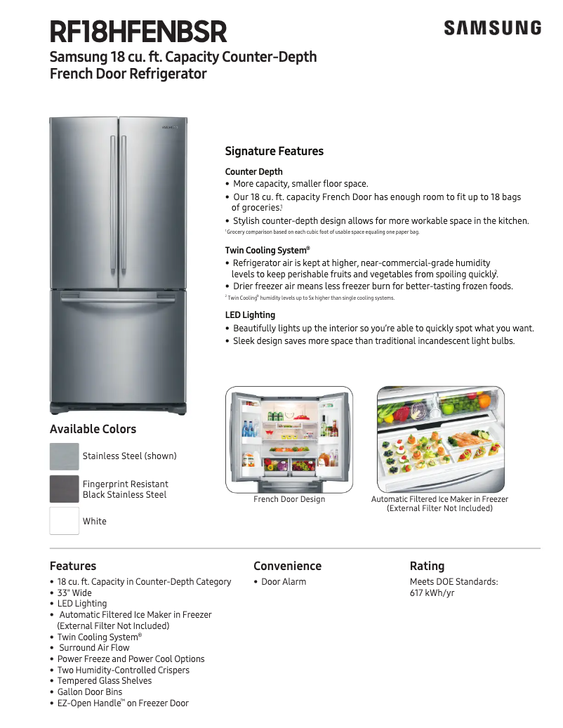 Imagen de la primera página del manual del dispositivo RF18HFENB