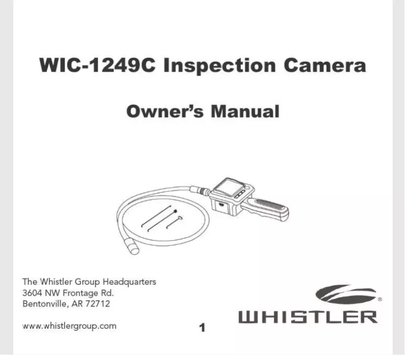 Page n°1 - Manuel utilisateur Whistler WIC-1249C