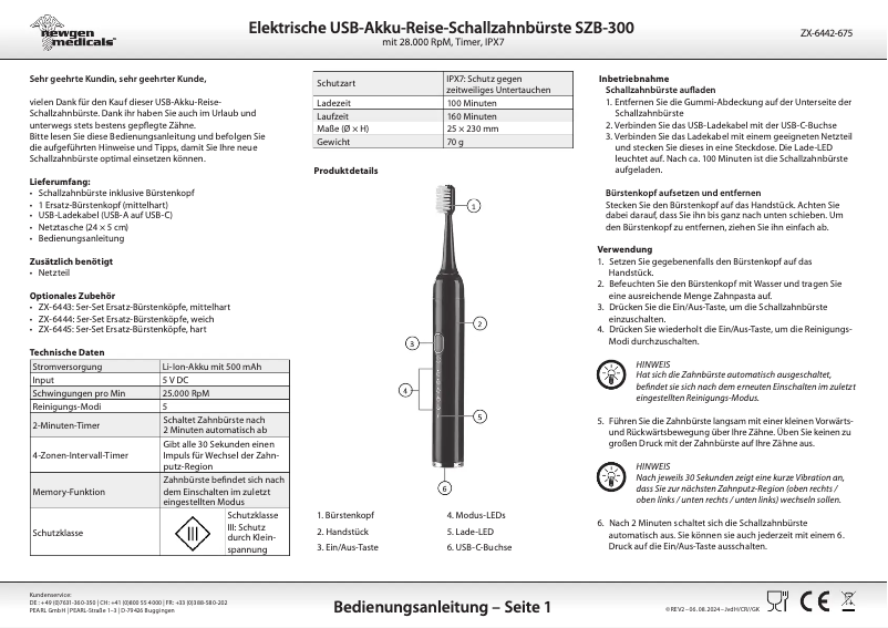 Page n°1 - Manuel utilisateur Newgen Medicals SZB-300