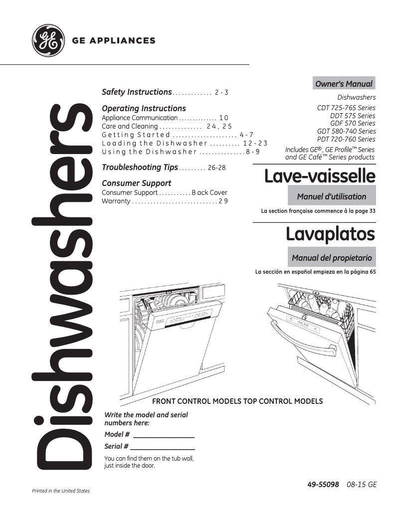 Image de la première page du manuel de l'appareil Profile PDT720SGHBB