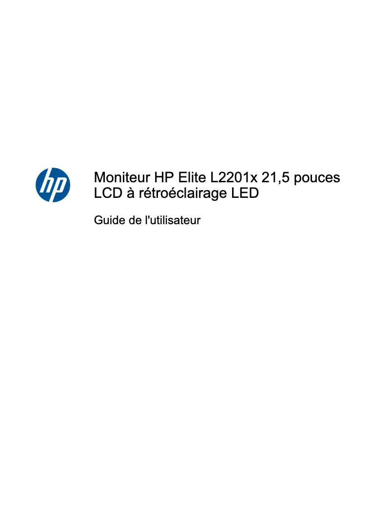 Page n°1 - Manuel utilisateur HP Elite L2201x