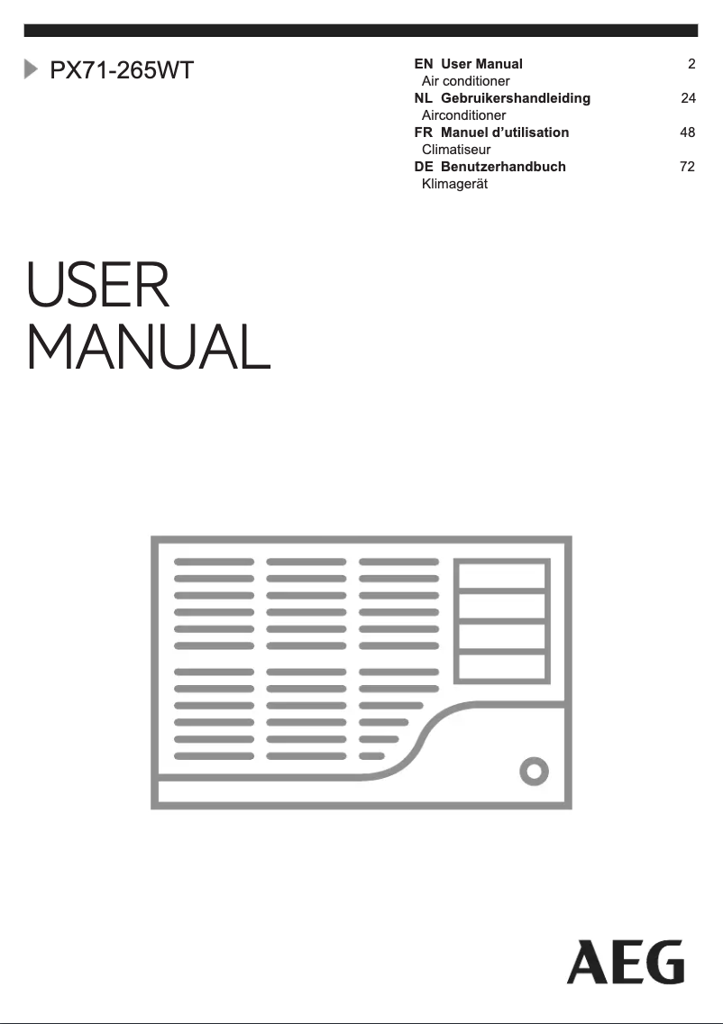 Page n°1 - Manuel utilisateur AEG PX71-265WT