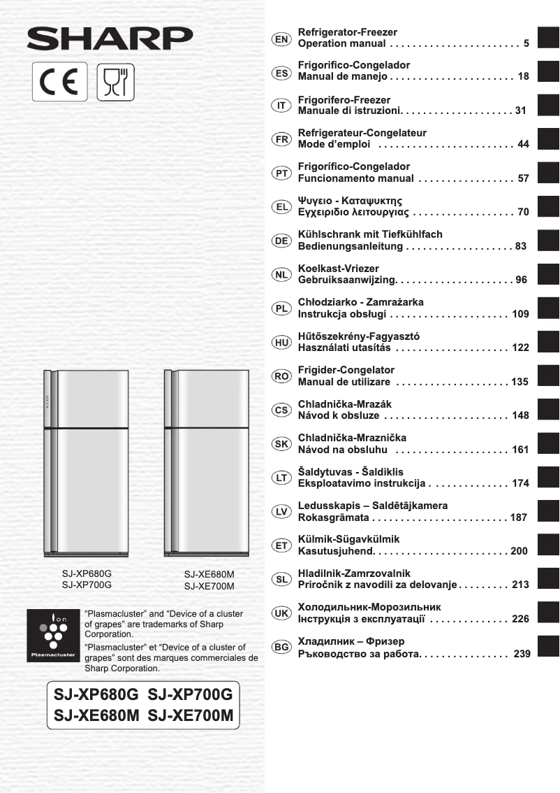 Page n°1 - Manuel utilisateur Sharp SJ-XP700GBK