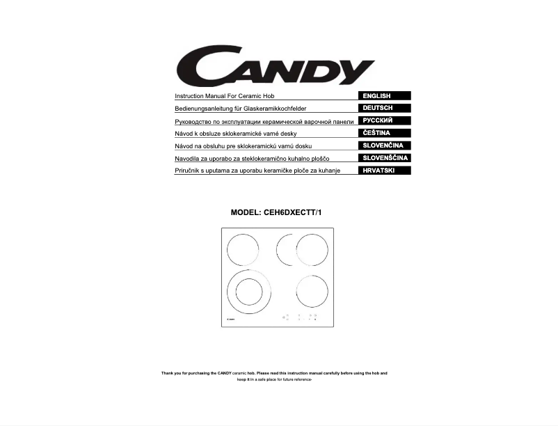 Page n°1 - Manuel utilisateur Candy CEH6DXECTT/1