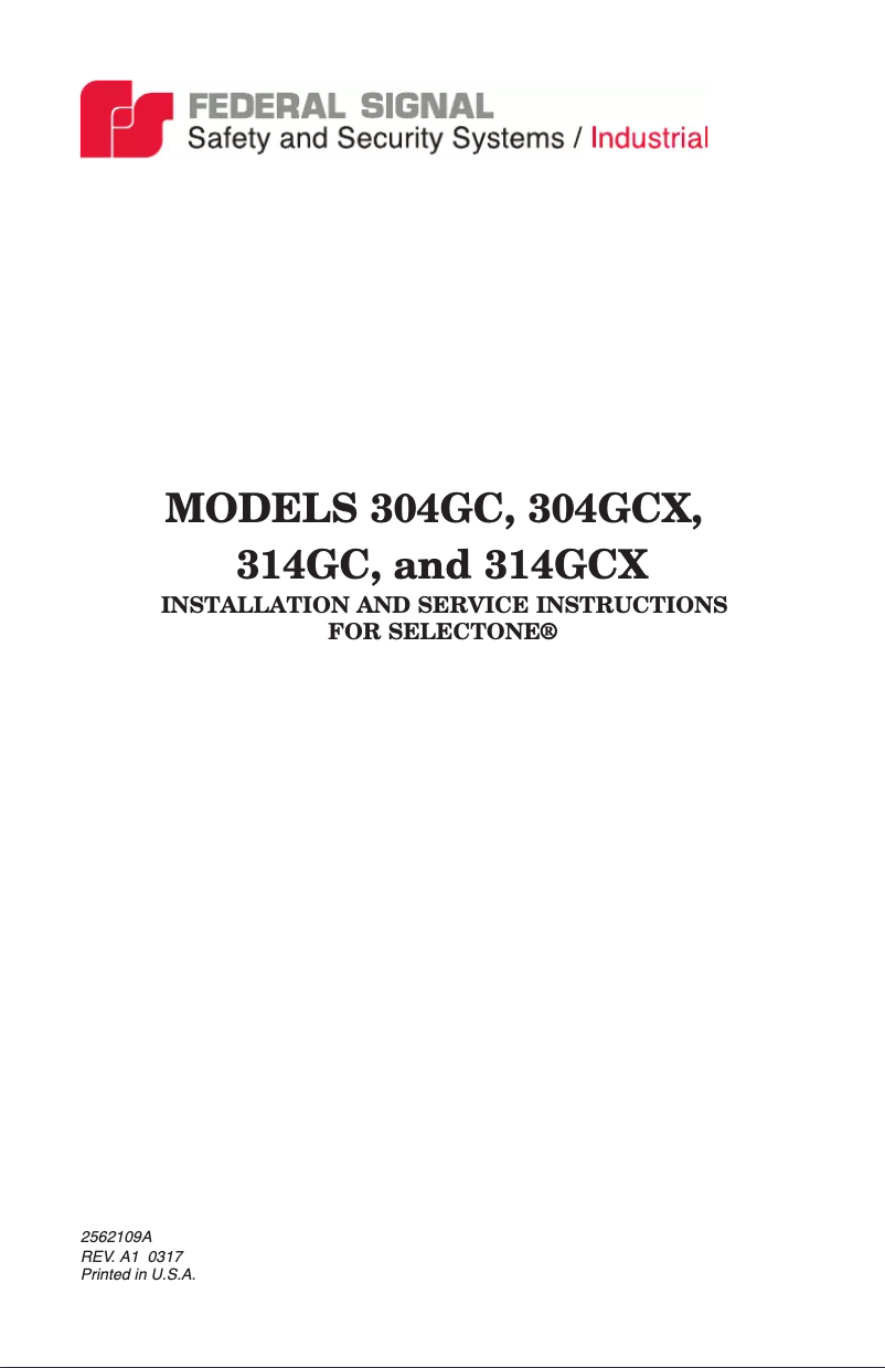 Page 1 de la notice Manuel utilisateur Federal Signal SelecTone 314GCX
