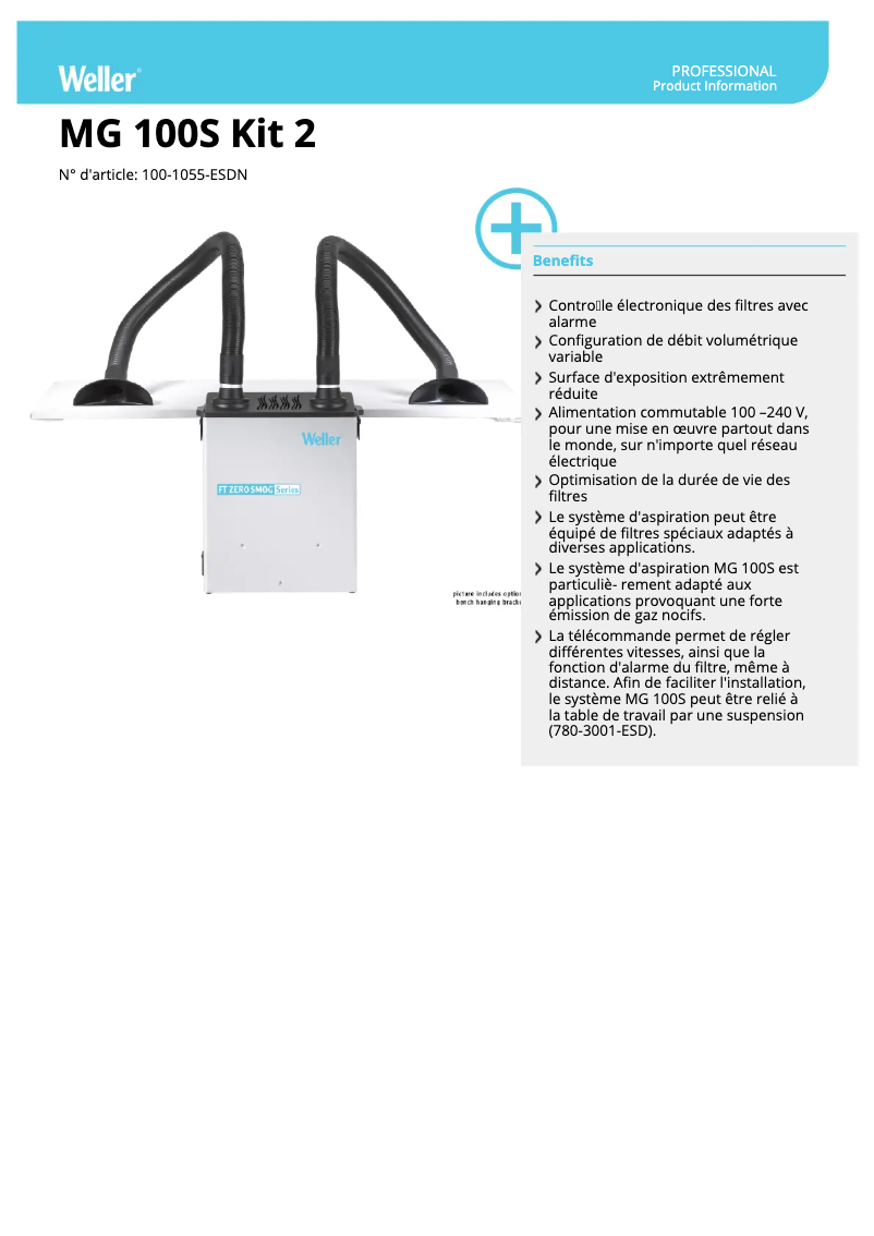 Page n°1 - Fiche technique Weller MG100S