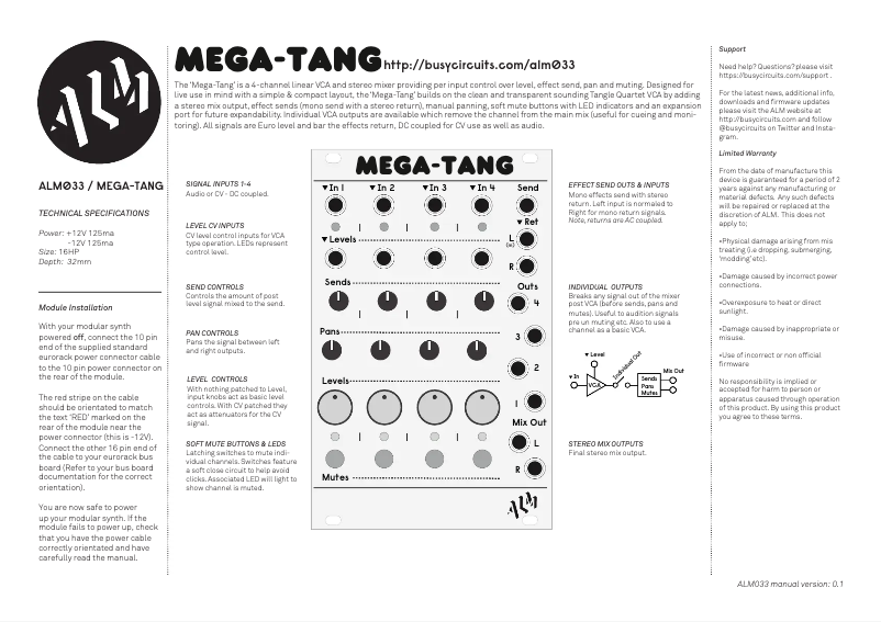 Image de la première page du manuel de l'appareil Mega-Tang ALM-033