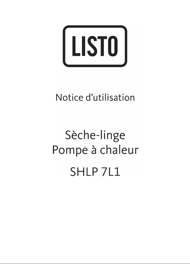 Page 1 de la notice Manuel utilisateur Listo SHLP 7L1