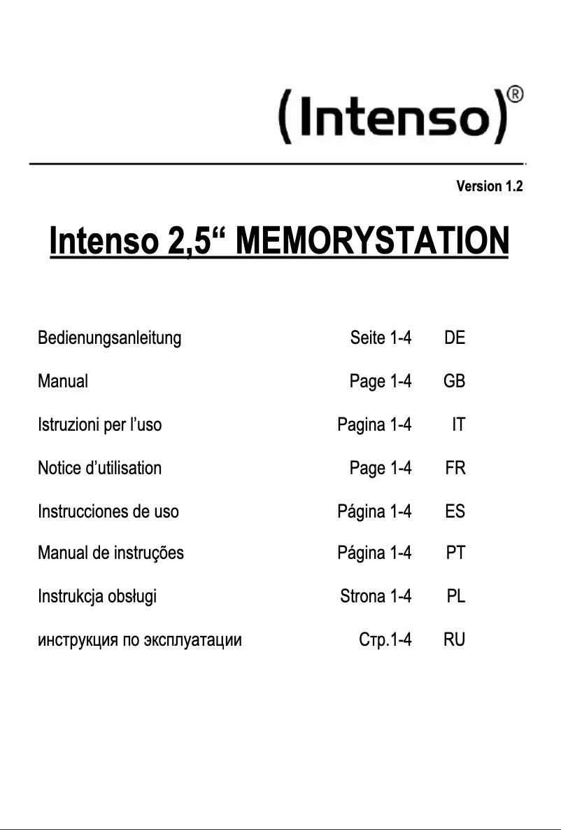 Page 1 de la notice Manuel utilisateur Intenso 2.5 Memory Station