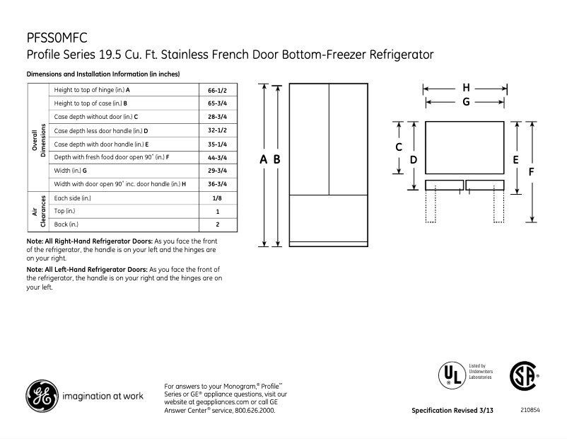 Image de la première page du manuel de l'appareil Profile PFSS0MFCSS
