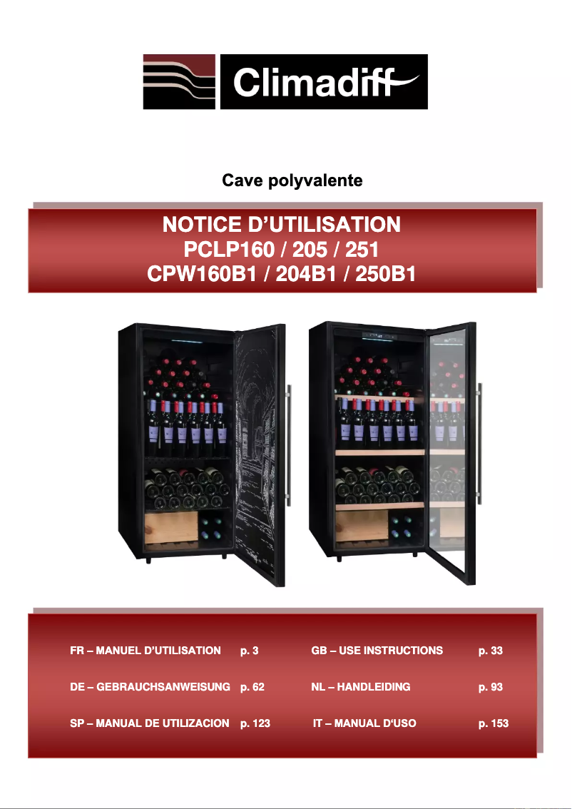 Página 1 del manual Manual de usuario Climadiff PCLP160