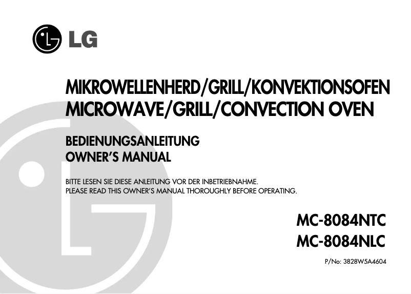Page n°1 - Manuel utilisateur LG MC-8084N