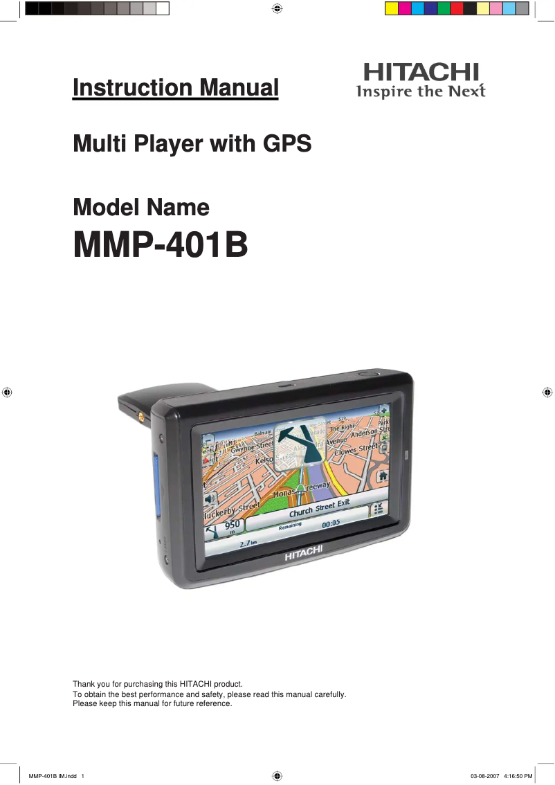 Page 1 de la notice Mode d'emploi Hitachi MMP401B