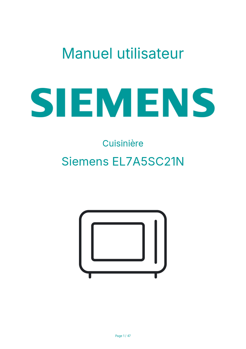 Page n°1 - Manuel utilisateur Siemens EL7A5SC21N