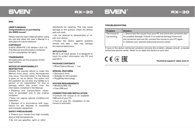 Image de la première page du manuel de l'appareil RX-30
