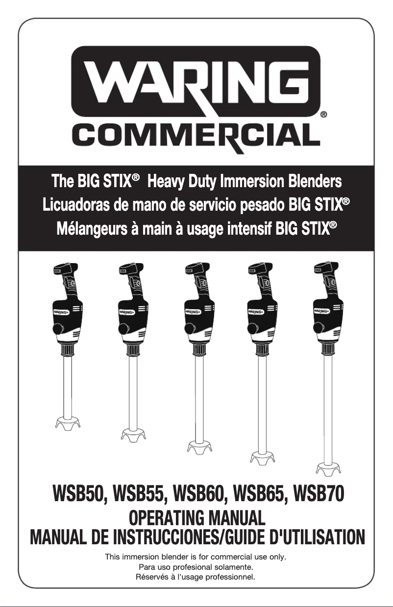 Page n°1 - Instructions / montage Waring Commercial WSB55