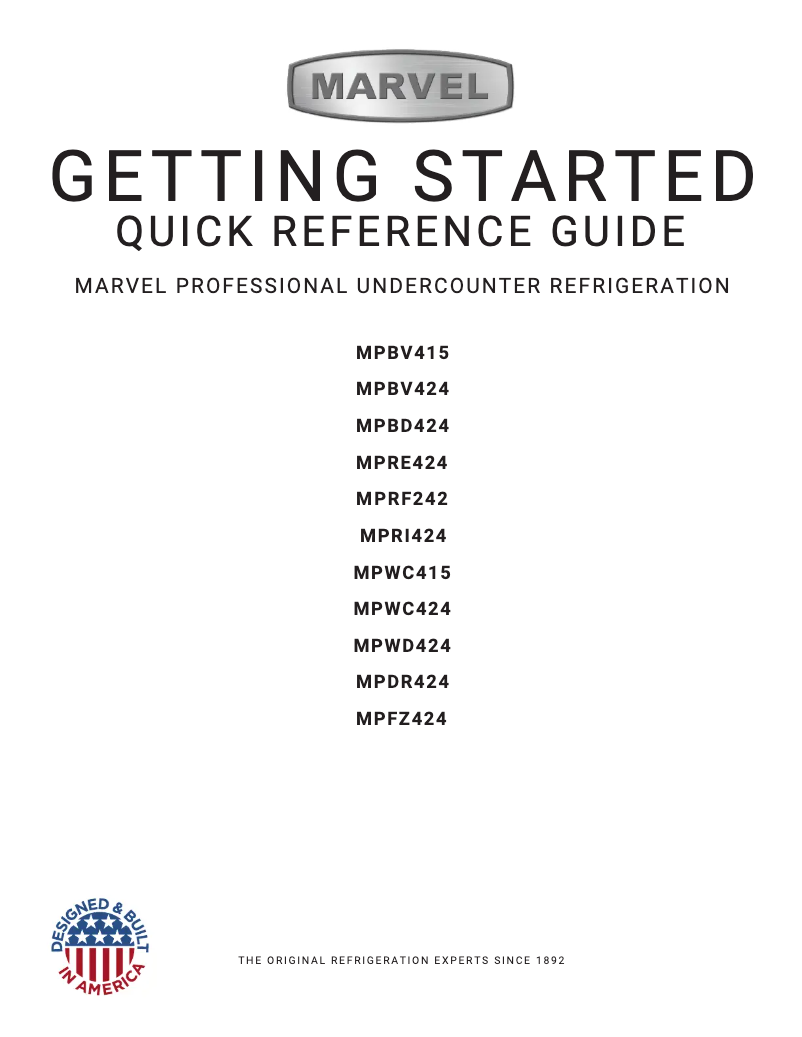 Page n°1 - Guide d'installation Marvel MPBV424IS31A