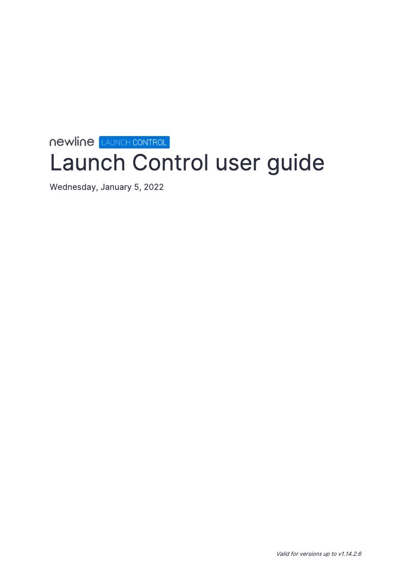 Page n°1 - Manuel utilisateur Newline Launch Control