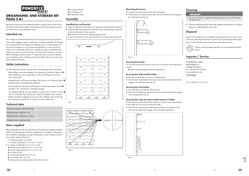 Page n°1 - Manuel utilisateur Powerfix POAS 2 A1