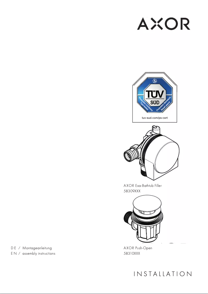 Page n°1 - Manuel utilisateur Hansgrohe Push-Open