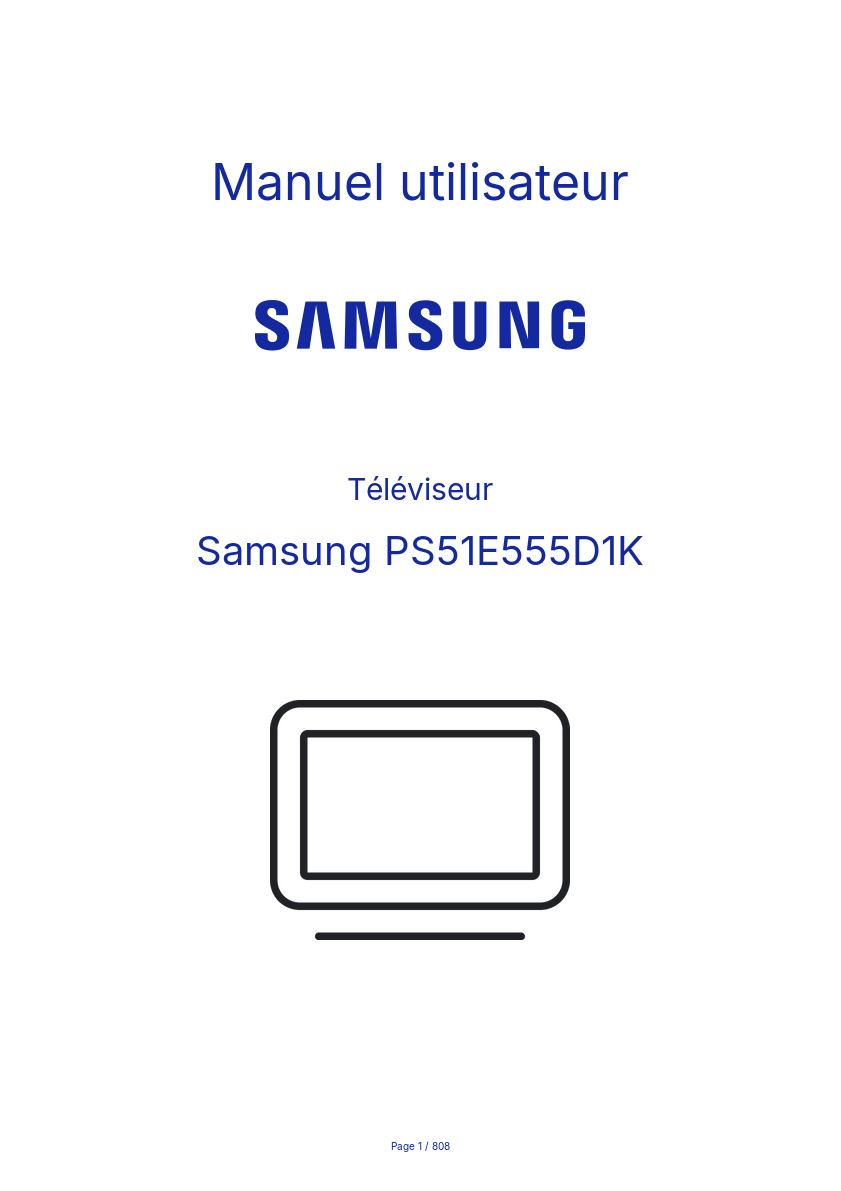 Page n°1 - Manuel utilisateur Samsung PS51E555D1K