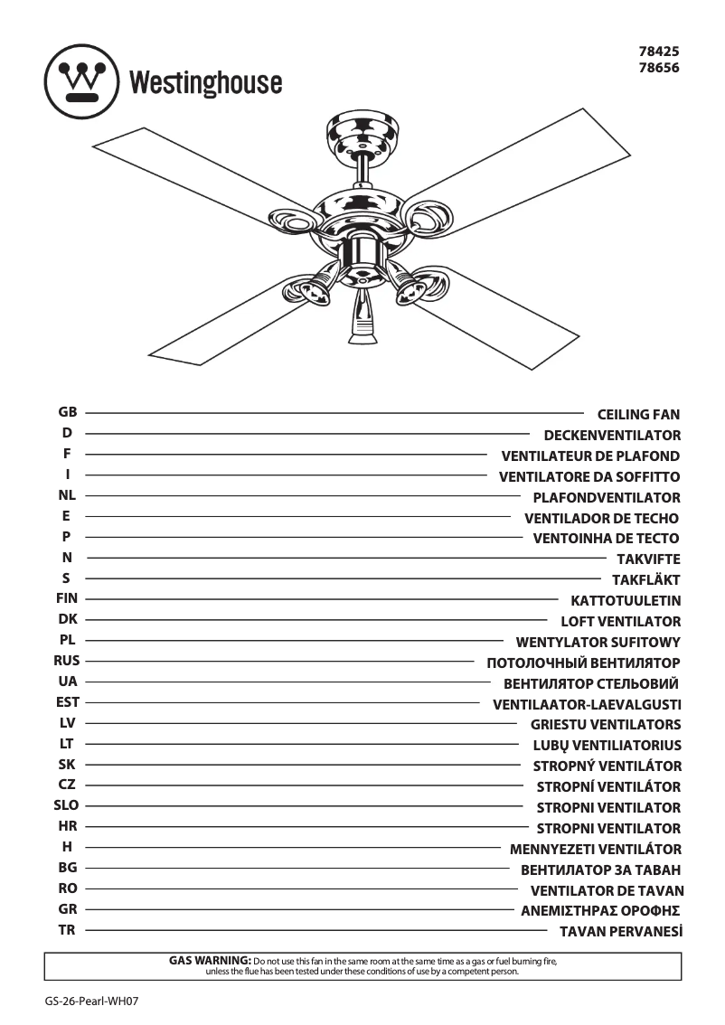 Page 1 de la notice Manuel utilisateur Westinghouse 78425