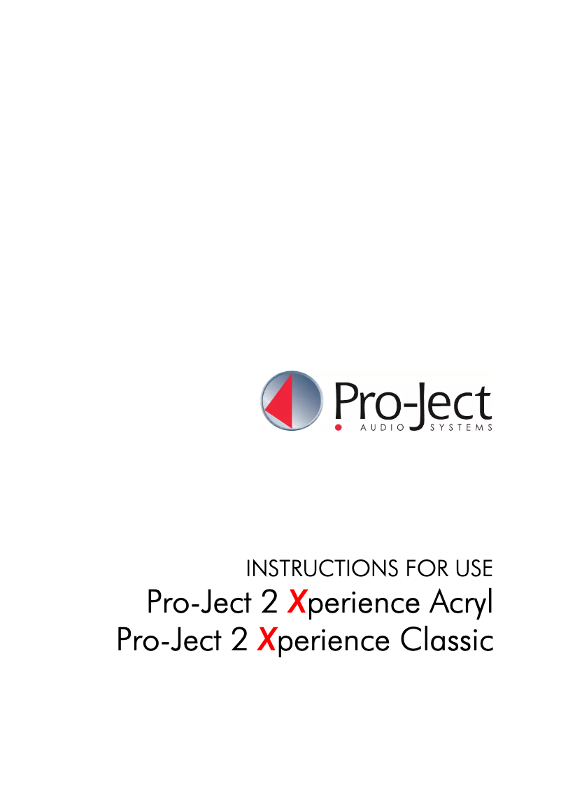 Page n°1 - Manuel utilisateur Pro-Ject 2 Xperience Acryl