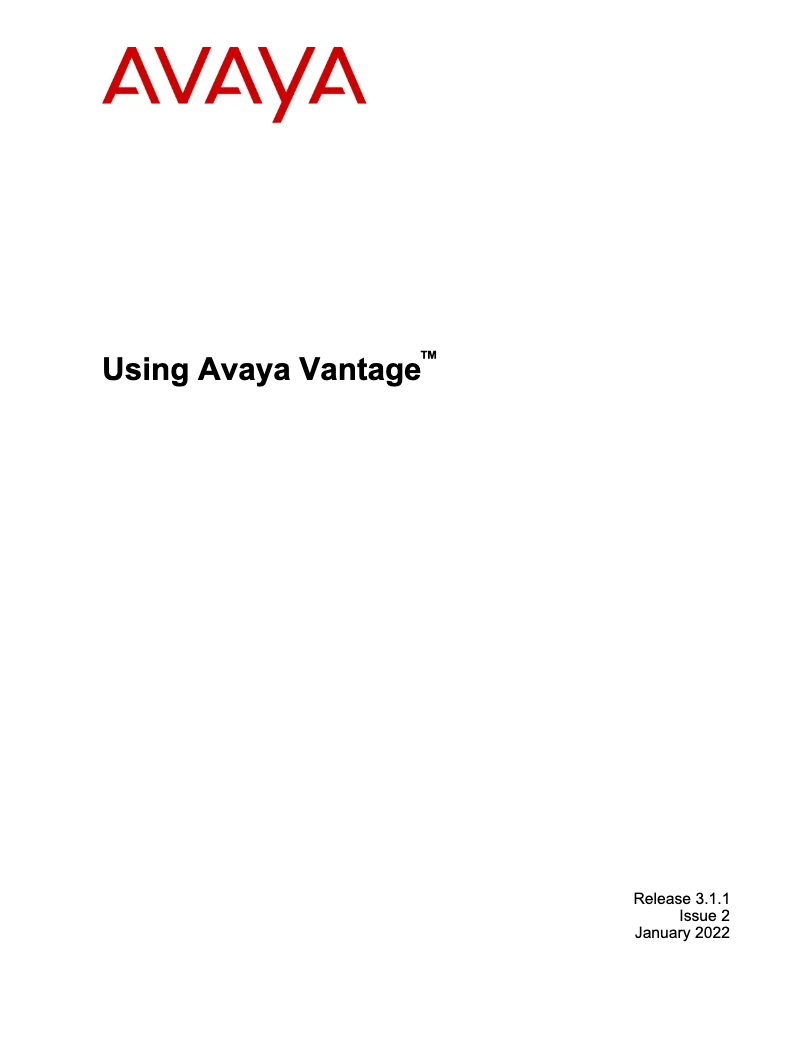 Page n°1 - Manuel utilisateur Avaya Vantage K175