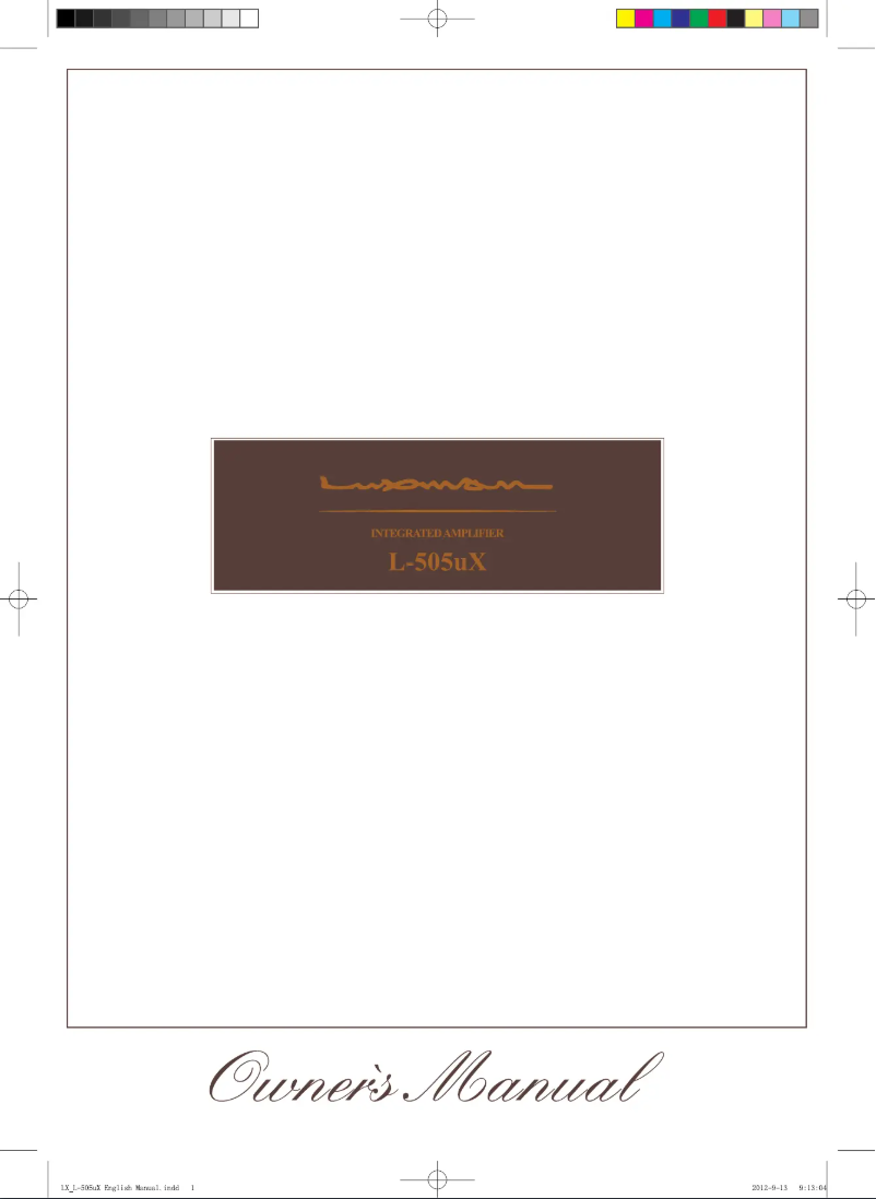 Page n°1 - Manuel utilisateur Luxman L-505uX