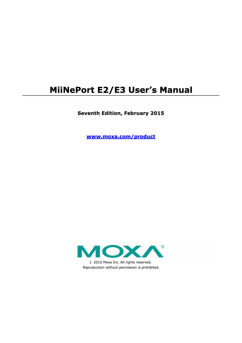 Page n°1 - Manuel utilisateur Moxa MiiNePort E3-ST