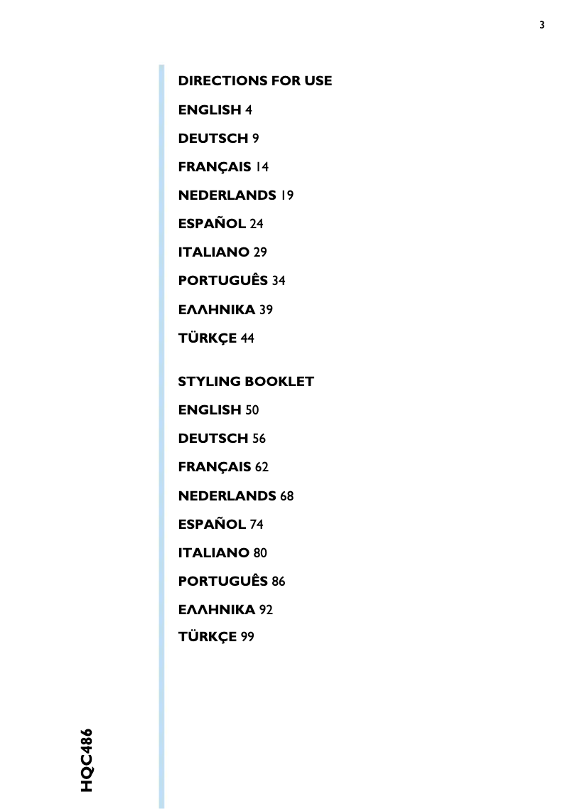 Page 1 de la notice Manuel utilisateur Philips HQC486