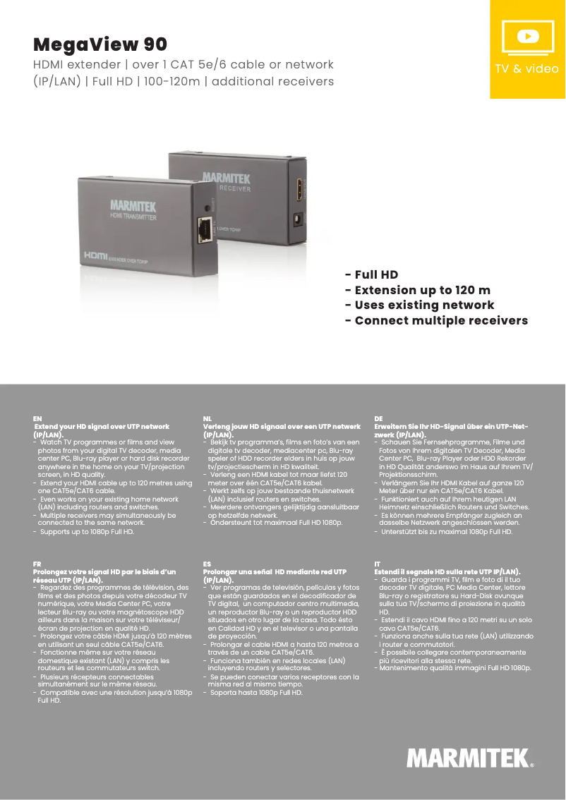 Page n°1 - Fiche technique Marmitek MegaView 90