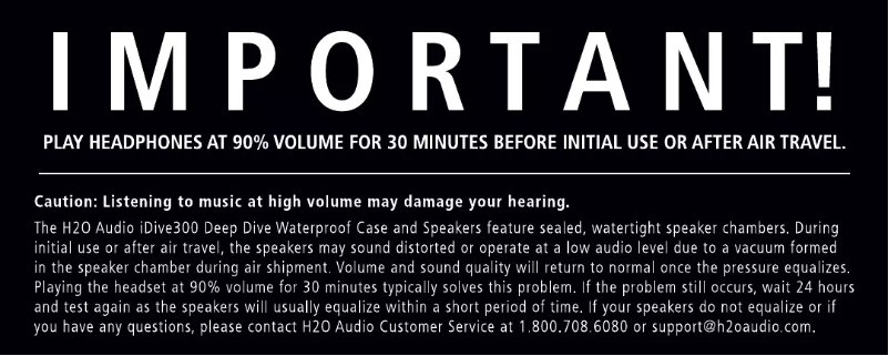 Page 1 de la notice Manuel utilisateur H2O Audio iDive 300