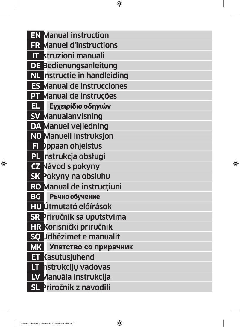 Image de la première page du manuel de l'appareil RF60J9021SR