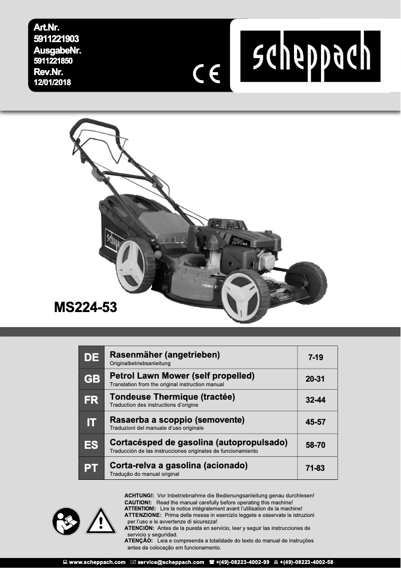 Page n°1 - Manuel utilisateur Scheppach MS224