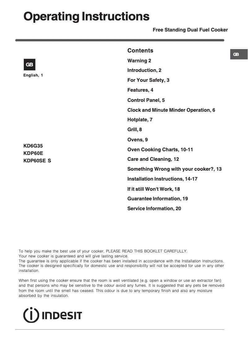 Image de la première page du manuel de l'appareil KDP60SE S