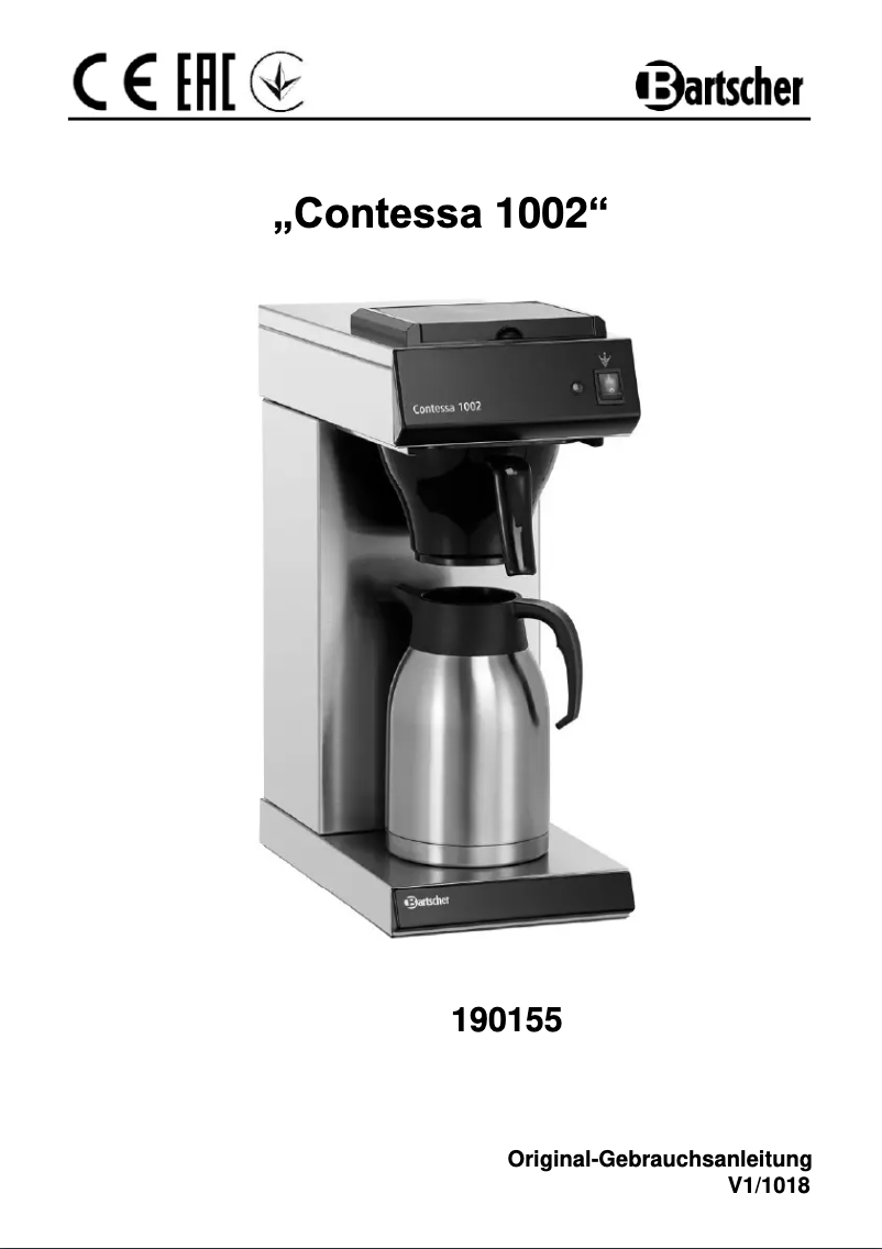 Page 1 de la notice Manuel utilisateur Bartscher A190043